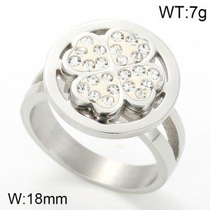Stainless Steel Stone&Crystal Ring - KR25637-D