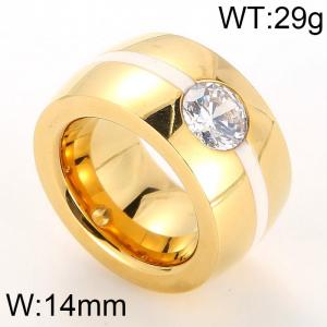 Stainless Steel Stone&Crystal Ring - KR27140-K