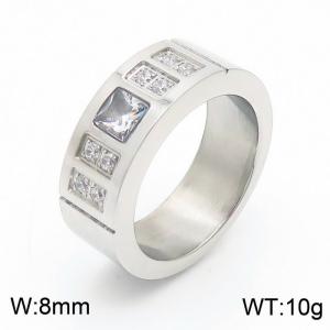 Stainless Steel Stone&Crystal Ring - KR29163-K