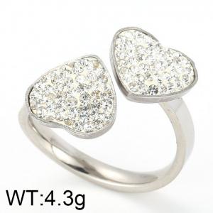 Stainless Steel Stone&Crystal Ring - KR29556-K