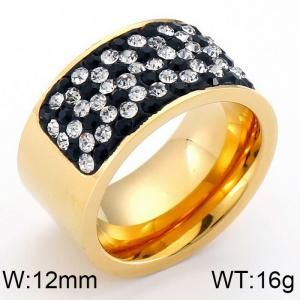 Stainless Steel Stone&Crystal Ring - KR30347-K