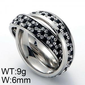 Stainless Steel Stone&Crystal Ring - KR30873-K