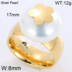 SS Shell Pearl Rings - KR31289-K