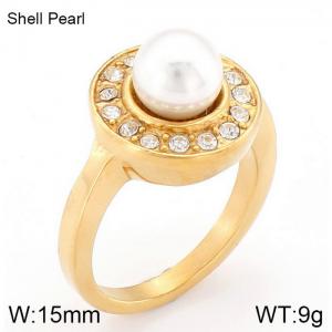 SS Shell Pearl Rings - KR31964-K