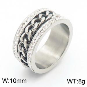 Stainless Steel Stone&Crystal Ring - KR32179-K