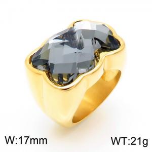 Stainless Steel Stone&Crystal Ring - KR32184-K