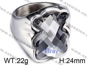 Stainless Steel Stone&Crystal Ring - KR32438-K