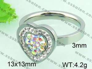 Stainless Steel Stone&Crystal Ring - KR33113-Z