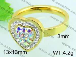 Stainless Steel Stone&Crystal Ring - KR33114-Z