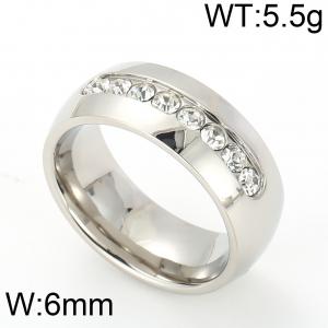 Stainless Steel Stone&Crystal Ring - KR33147-K