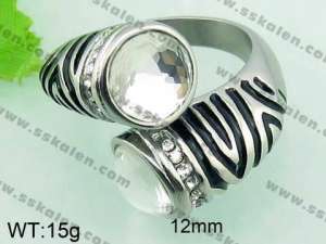 Stainless Steel Stone&Crystal Ring - KR33193-Z