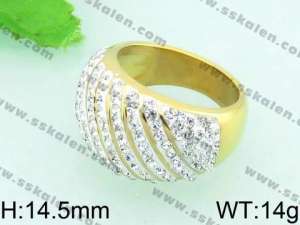 Stainless Steel Stone&Crystal Ring - KR33229-L