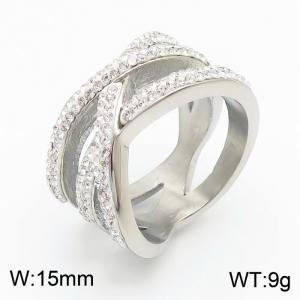 Stainless Steel Stone&Crystal Ring - KR33267-K