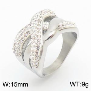 Stainless Steel Stone&Crystal Ring - KR33268-K