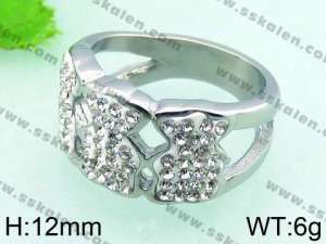 Stainless Steel Stone&Crystal Ring - KR33329-L