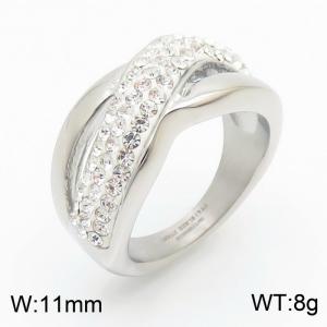 Stainless Steel Stone&Crystal Ring - KR33517-K