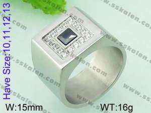 Stainless Steel Stone&Crystal Ring - KR33788-K