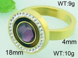 Stainless Steel Stone&Crystal Ring - KR34393-K