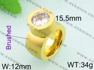 Stainless Steel Stone&Crystal Ring - KR34458-K