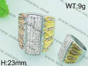 Stainless Steel Stone&Crystal Ring - KR34475-L