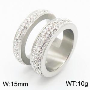 Stainless Steel Stone&Crystal Ring - KR34674-K