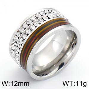 Stainless Steel Stone&Crystal Ring - KR34677-K