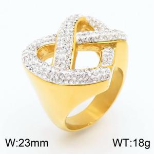 Stainless Steel Stone&Crystal Ring - KR34680-K