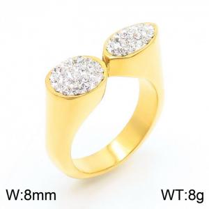 Stainless Steel Stone&Crystal Ring - KR34683-K