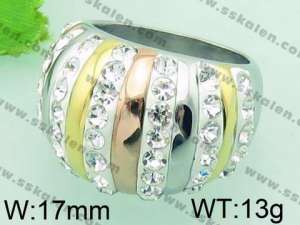 Stainless Steel Stone&Crystal Ring - KR34737-L