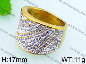 Stainless Steel Stone&Crystal Ring - KR34941-L