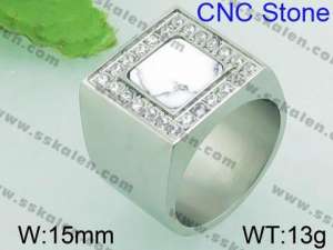 Stainless Steel Stone&Crystal Ring - KR35178-K