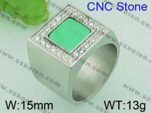 Stainless Steel Stone&Crystal Ring - KR35179-K