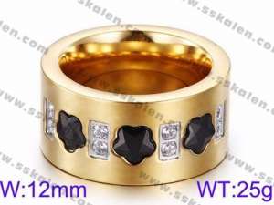 Stainless Steel Stone&Crystal Ring - KR35711-K