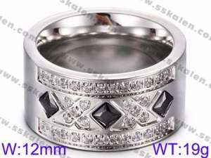 Stainless Steel Stone&Crystal Ring - KR35726-K