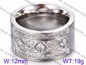 Stainless Steel Stone&Crystal Ring - KR35727-K