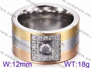 Stainless Steel Stone&Crystal Ring - KR35733-K