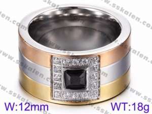 Stainless Steel Stone&Crystal Ring - KR35734-K