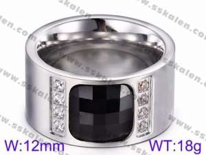 Stainless Steel Stone&Crystal Ring - KR35744-K