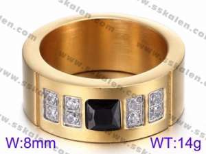 Stainless Steel Stone&Crystal Ring - KR35753-K