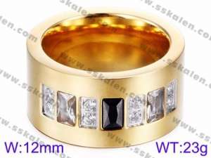 Stainless Steel Stone&Crystal Ring - KR35764-K