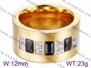 Stainless Steel Stone&Crystal Ring - KR35767-K