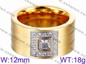 Stainless Steel Stone&Crystal Ring - KR35778-K