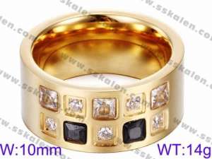 Stainless Steel Stone&Crystal Ring - KR35782-K