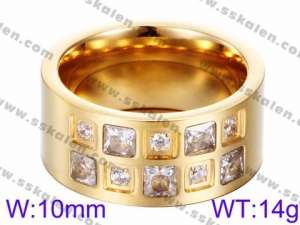 Stainless Steel Stone&Crystal Ring - KR35784-K