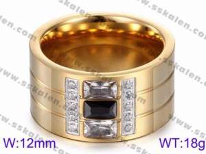 Stainless Steel Stone&Crystal Ring - KR35794-K