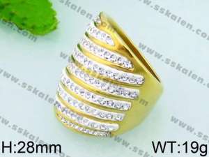 Stainless Steel Stone&Crystal Ring - KR35874-L