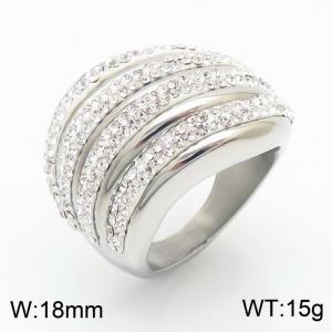 Stainless Steel Stone&Crystal Ring - KR36010-K