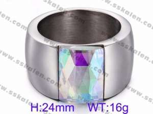 Stainless Steel Stone&Crystal Ring - KR36379-K