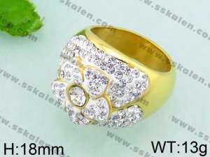 Stainless Steel Stone&Crystal Ring - KR37221-L