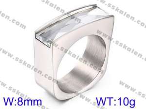 Stainless Steel Stone&Crystal Ring - KR38114-K